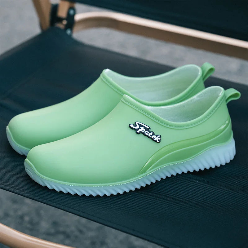 Women's Waterproof Plush Rain Shoes – Slip-On Galoshes Women's Rain Boots Axl