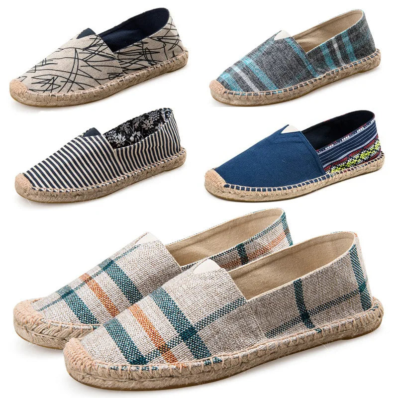 Men's Linen Canvas Slip-On Loafers – Breathable Casual Flats Canvas Slip-On Loafers Axl