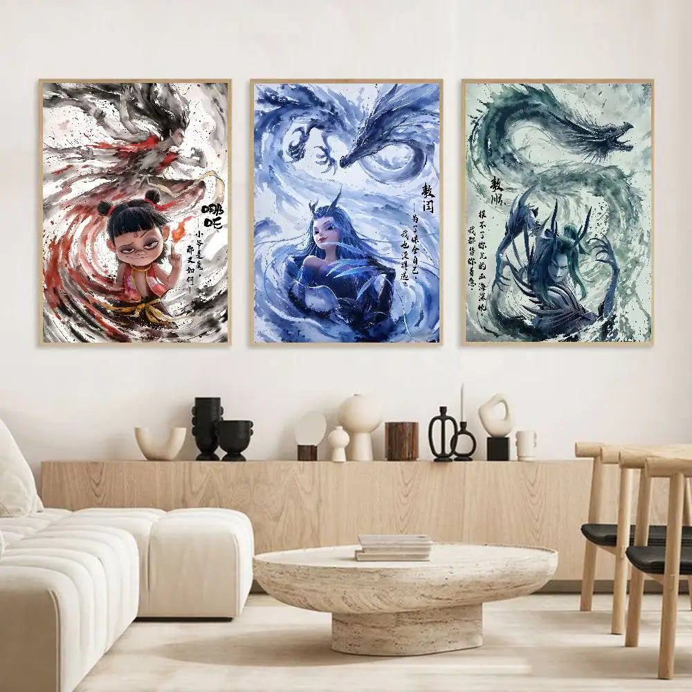 Nezha Anime HD Wall Poster – Self-Adhesive Waterproof PVC Anime Wall Poster Axl