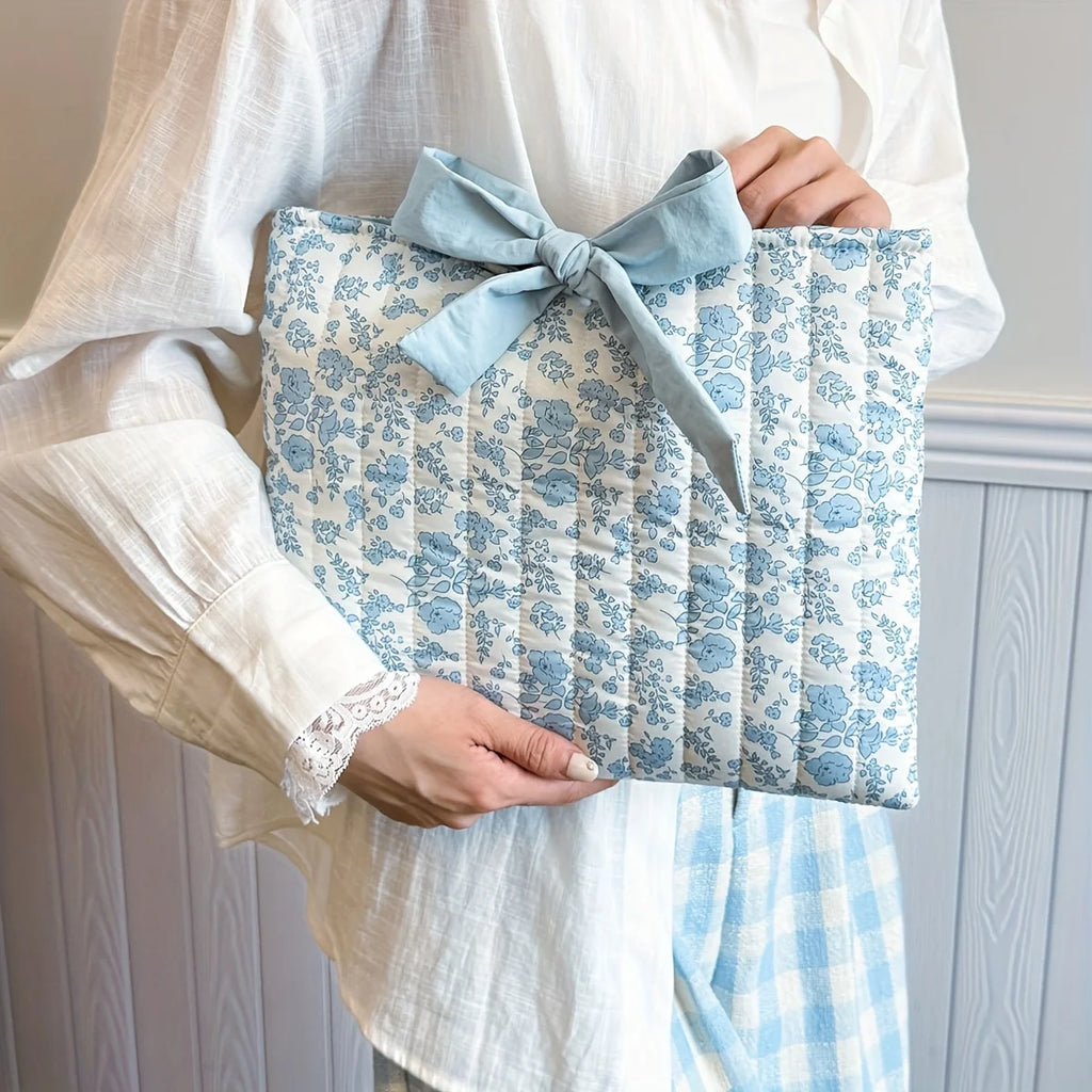 Women's Floral Quilted Tote – Large Book & Cosmetic Organizer Bag Quilted Tote Bag Axl