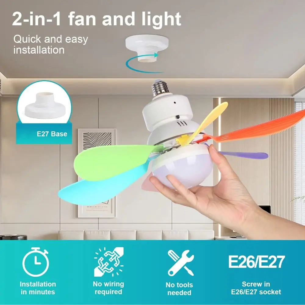 Minimalist LED Ceiling Fan Light with Remote 30W/40W Dimmable LED Ceiling Fan Light Axl