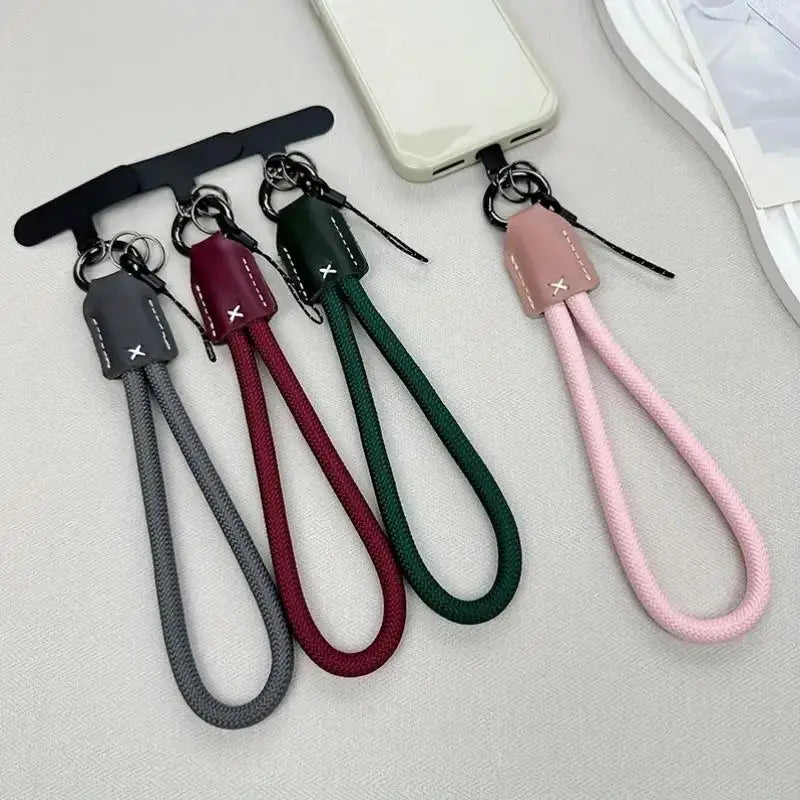Braided Nylon Phone Wrist Strap with Leather Ends & Keychain Phone Wrist Strap Axl