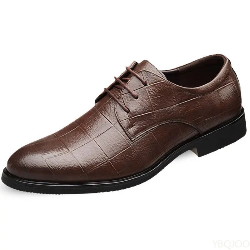 Men's Business Casual Leather Shoes – Soft Sole Lace-Up Men's Casual Shoes Axl Brown 42