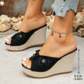 Women's Floral Wedge Platform Sandals | Roman Slip-On Heels Wedge Platform Sandals Axl black 2 38