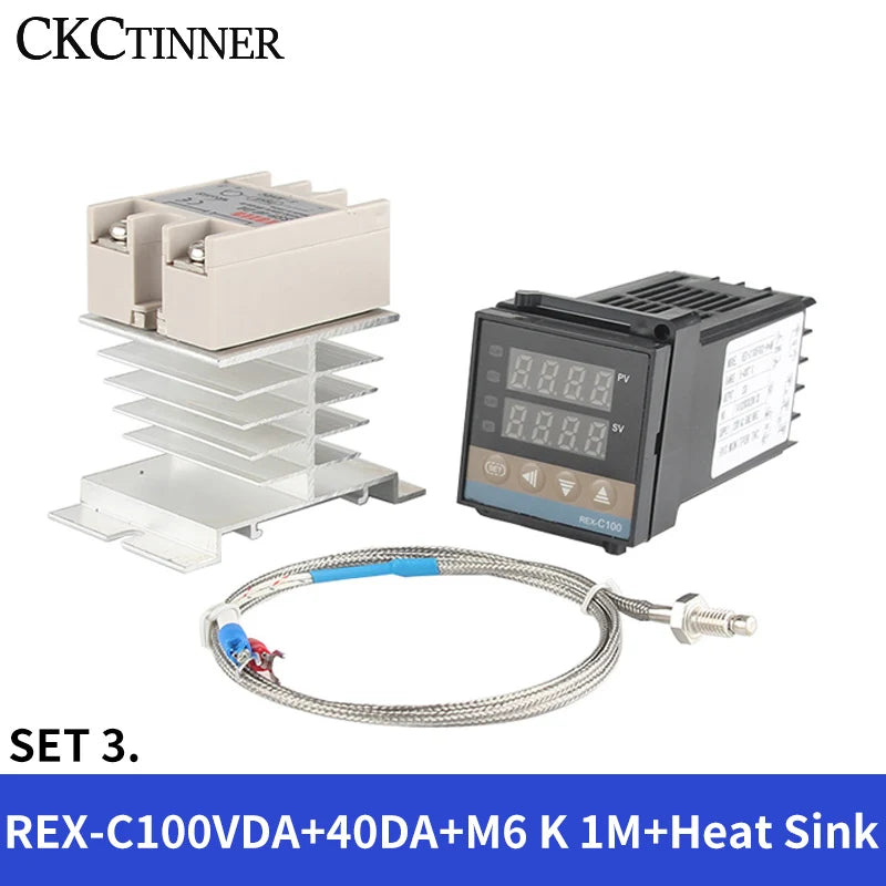 REX-C100 PID Temperature Controller Kit – 40A SSR & K Thermocouple PID Temperature Controller Axl set3