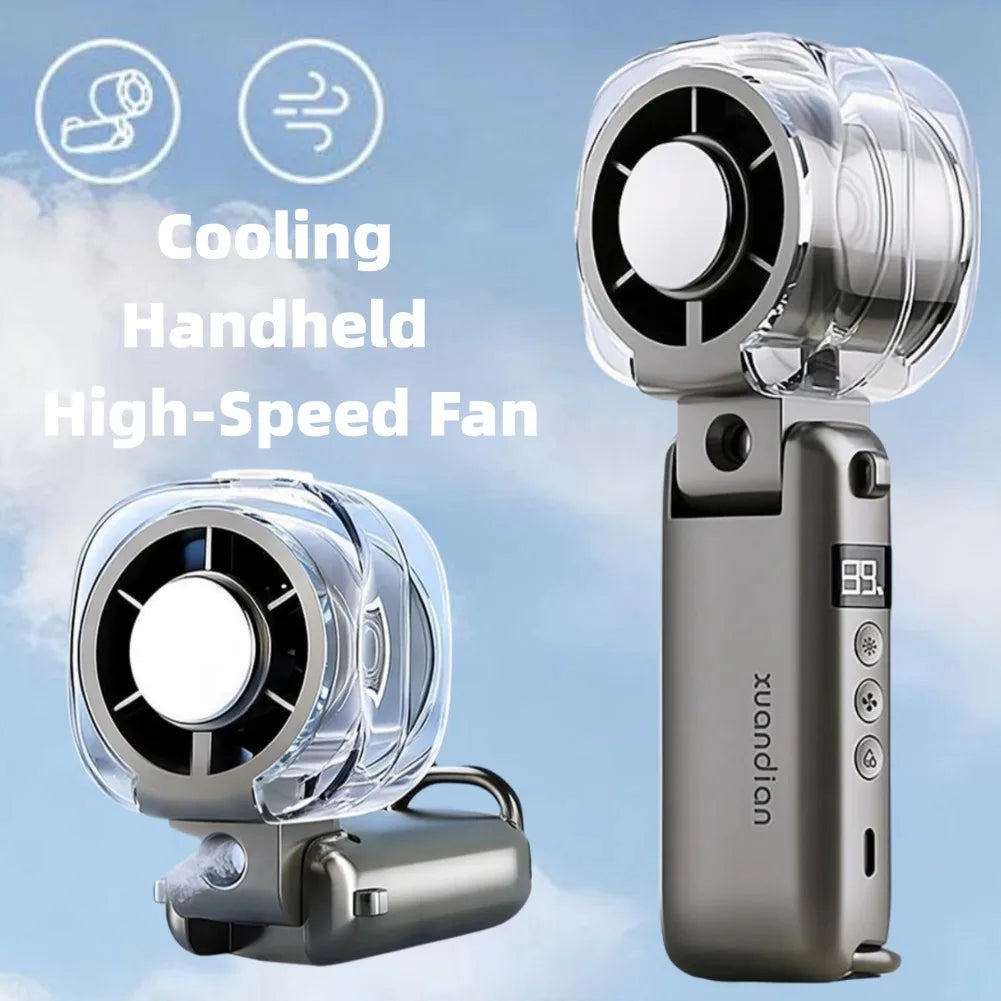 Foldable Handheld Fan – Rechargeable Mini Cooling Fan, LED Display Handheld Cooling Fan Axl