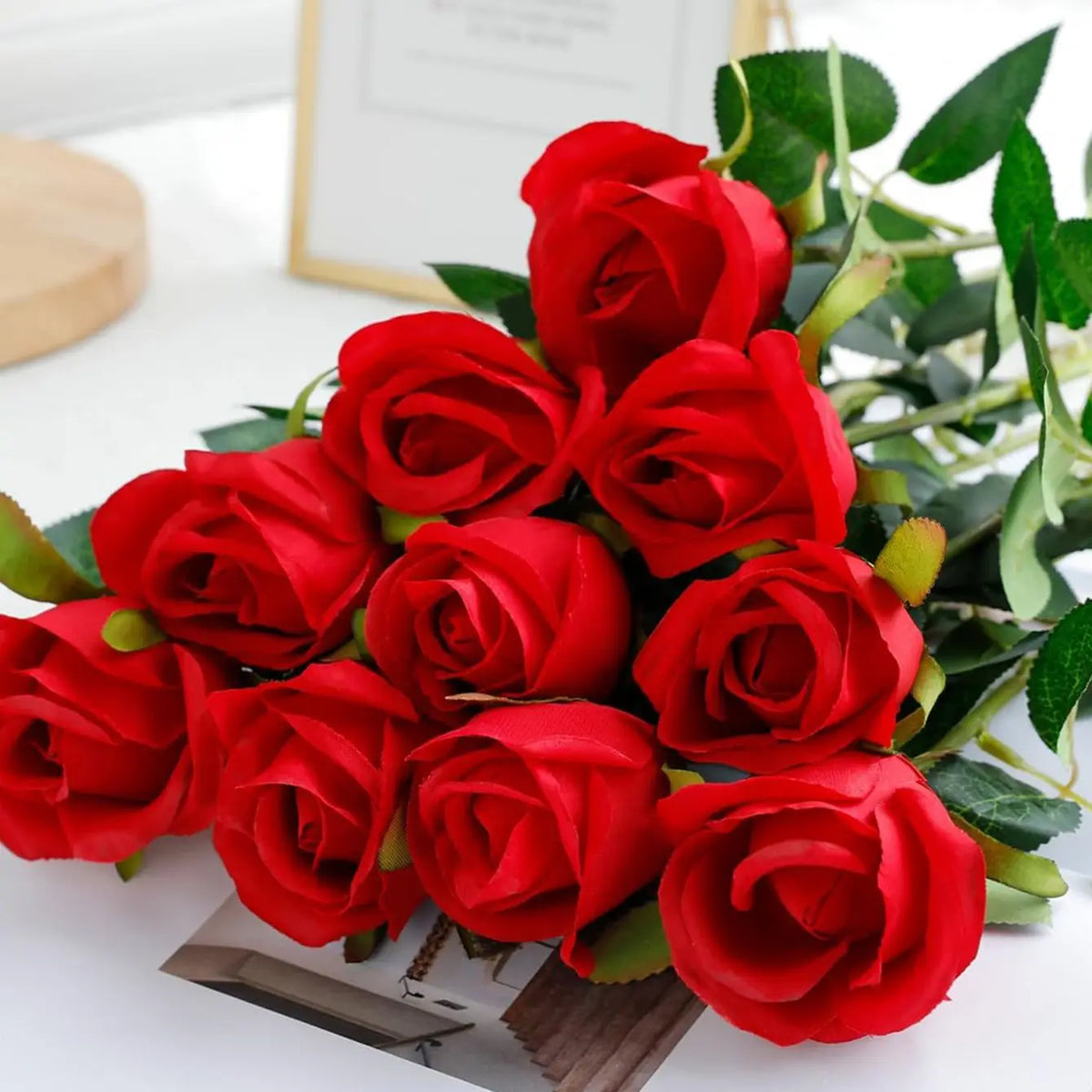 Silk Rose Bouquet – Artificial Flowers for Wedding & Home Decor Artificial Flower Bouquet Axl