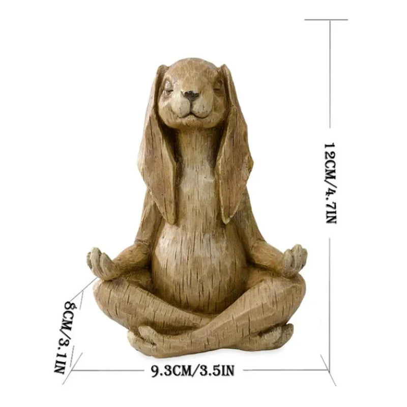 Meditating Zen Rabbit Statue | Buddhism Yoga Sculpture Decor Zen Garden Sculpture Axl