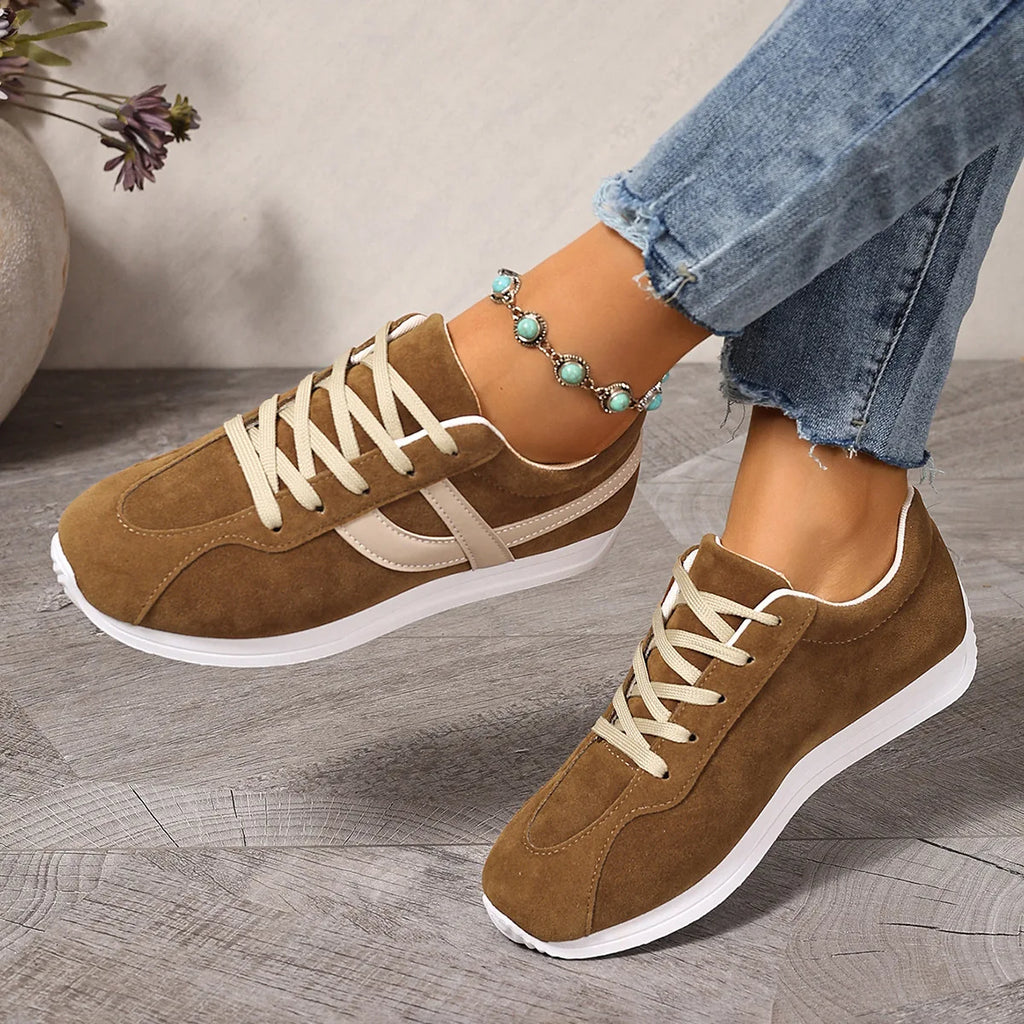 Women's Breathable Flat Trainers – Casual Lace-Up, Plus Size Women's Flat Trainers Axl