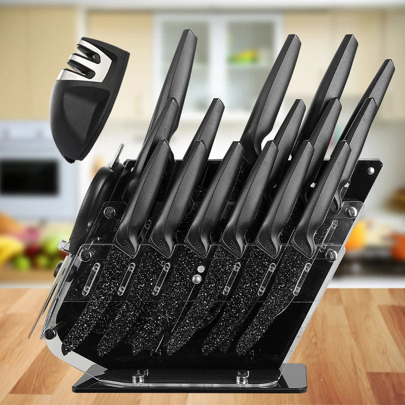 18-Piece Kitchen Knife Set – Stainless Steel with Acrylic Stand Kitchen Knife Set Axl