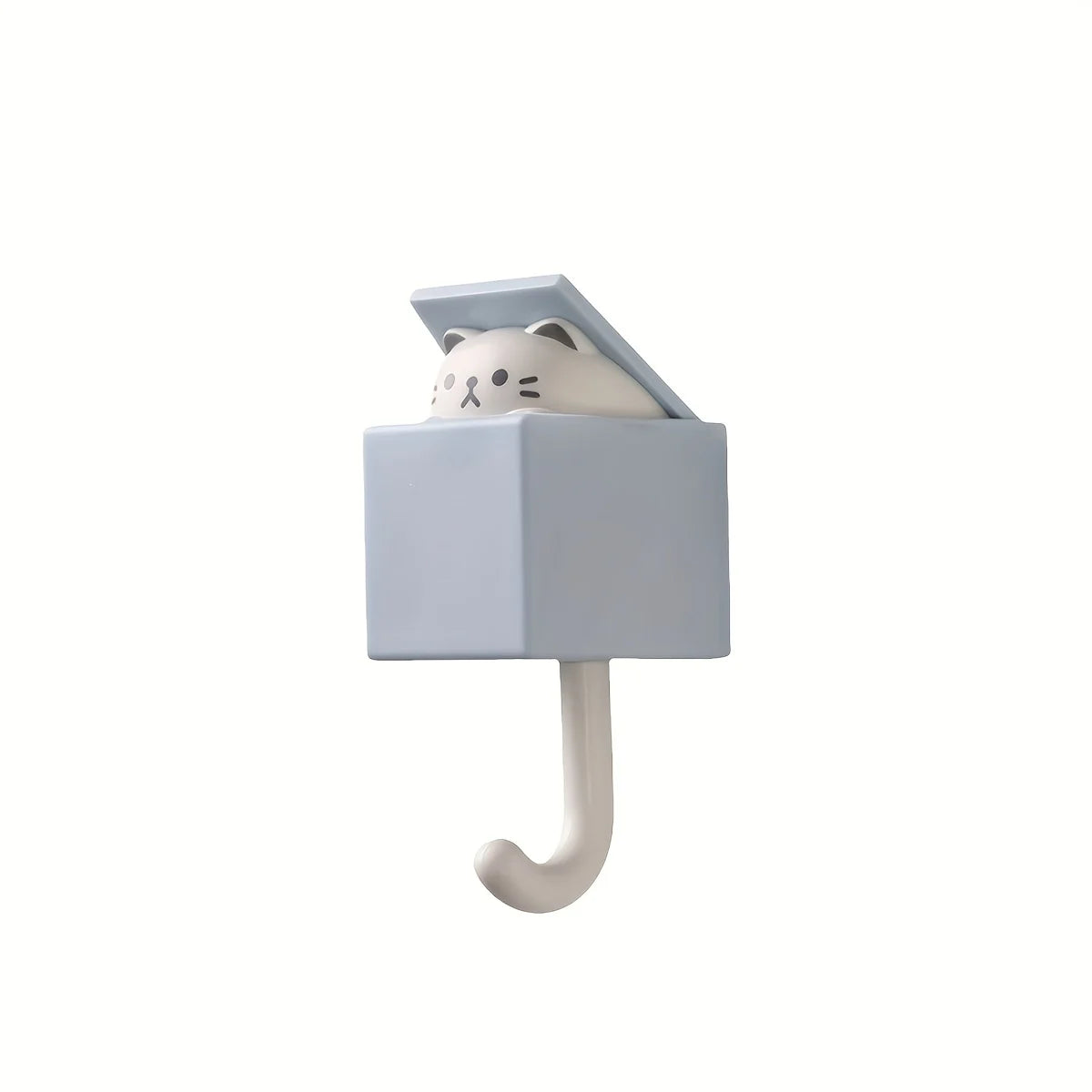Cute Cat Wall Hooks – 4/6 Pack Traceless Retractable Hook Set Wall Hook Set Axl