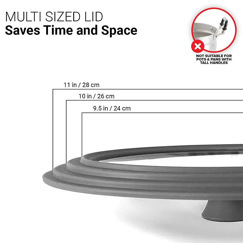 Universal Tempered Glass Lid for Pots & Pans – 24cm 26cm 28cm Cookware Lid Axl