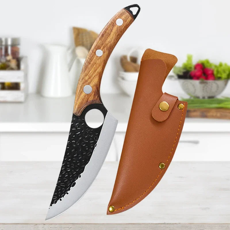 Stainless Steel Meat Cleaver & Chef Knife – Wooden Handle Kitchen Chef Knife Axl Knife A