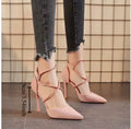 Women's Cross-Strap Roman High Heel Sandals – Pointed Pumps High Heel Sandals Axl Pink 34