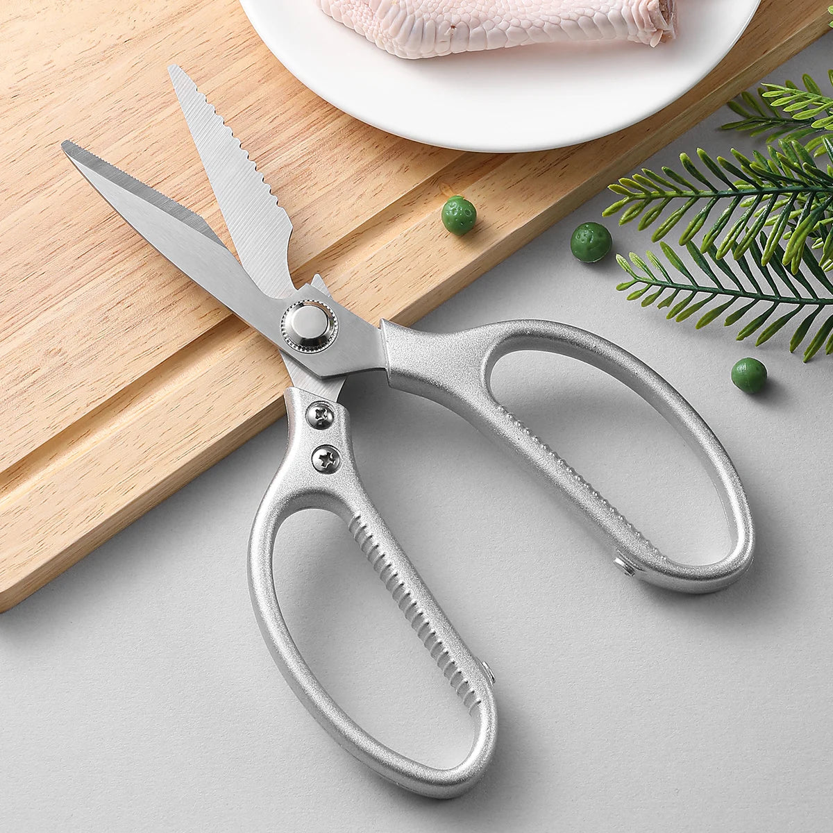 SHENJIU Kitchen Scissors – Stainless Steel Heavy Duty Shears Kitchen Scissors Axl 1pcs-silvery