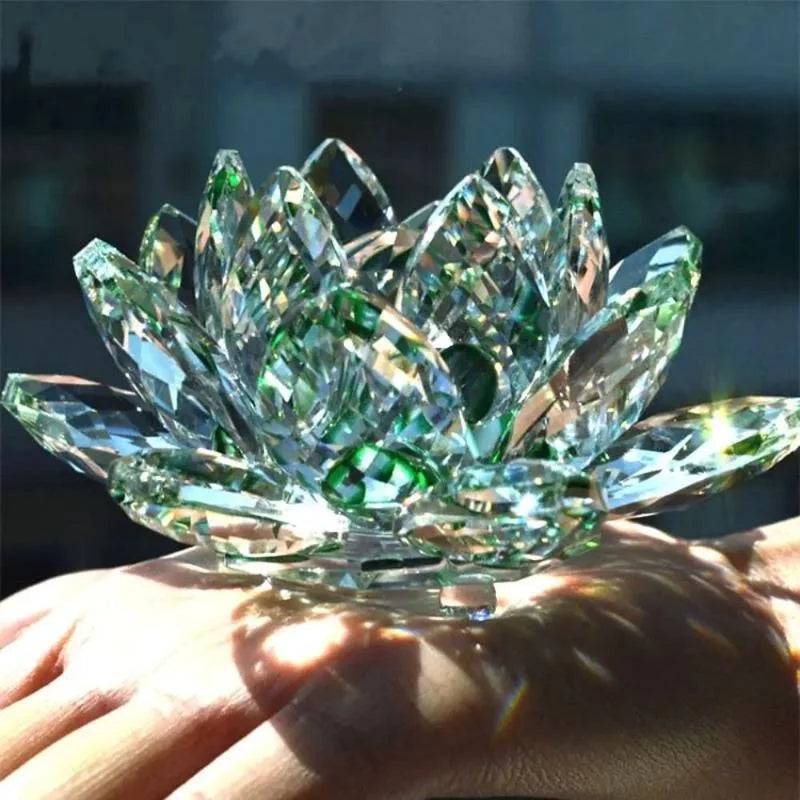 Crystal Lotus Flower Figurine – Glass Paperweight & Home Décor Glass Figurine Axl
