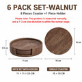 Leather Coasters Set of 6 – Wood Grain Drink Coasters with Holder Drink Coaster Set Axl 6 PACK Set-Walnut