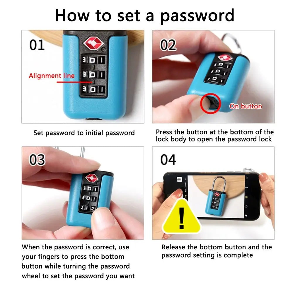 TSA 3-Digit Combination Lock – Anti-Theft Luggage Padlock Combination Padlock Axl