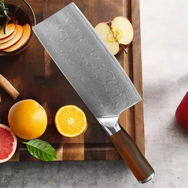 7-Inch Damascus Steel Cleaver Knife – Chinese Chef Chopper Damascus Cleaver Knife Axl