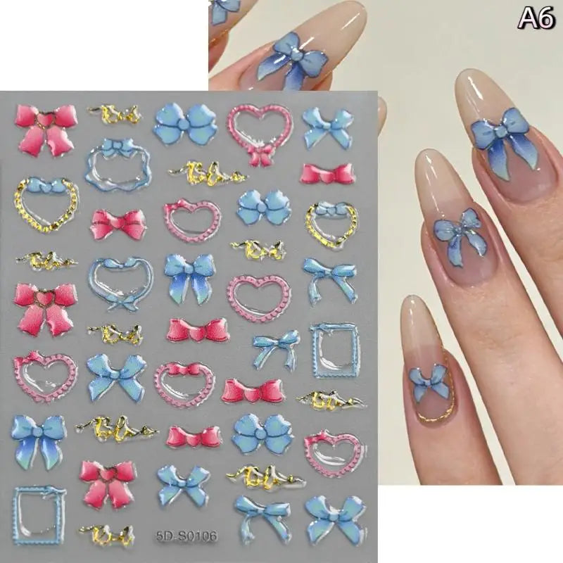 5D Floral Nail Stickers – Bronzing Blossom Petal Appliques DIY Nail Art Stickers Axl A6