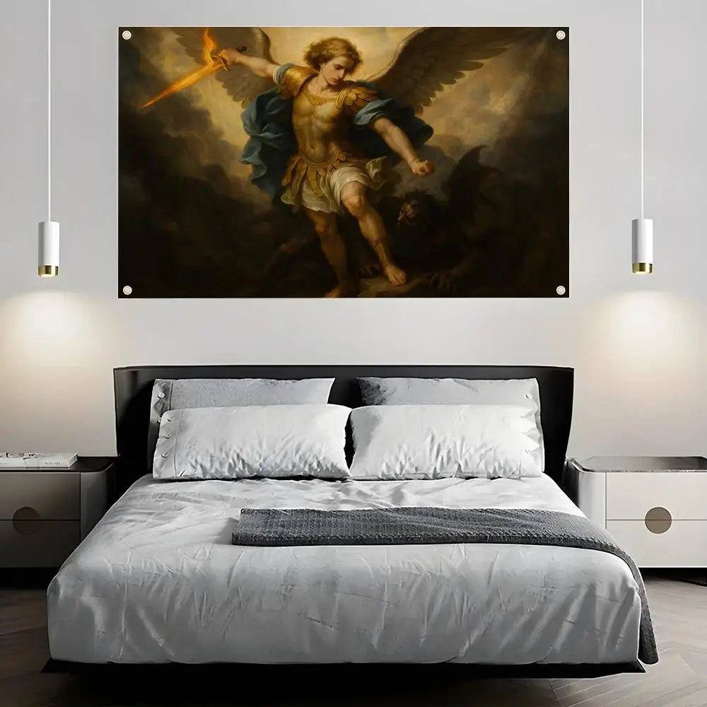 Saint Michael Archangel Flag – Indoor & Outdoor Wall Banner Decorative Wall Flag Axl