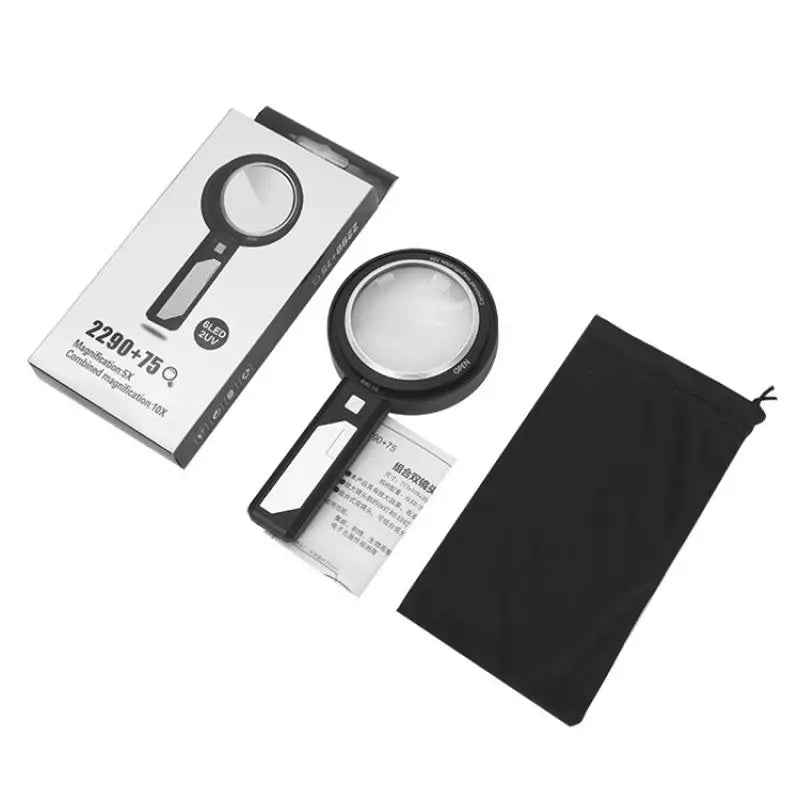 Illuminated Magnifying Glass 5X 10X 15X – 6 LED & UV Lights Illuminated Magnifier Axl