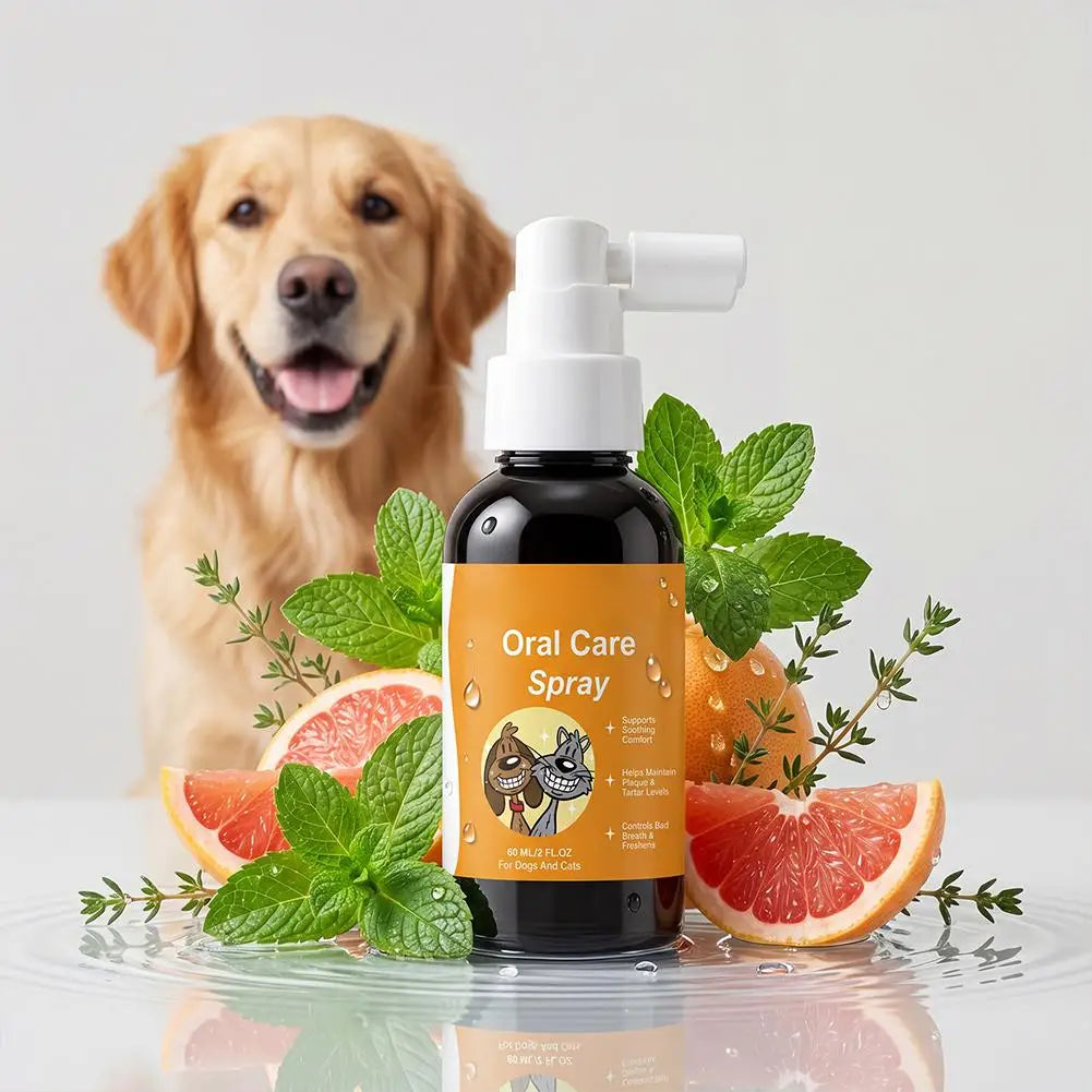 Plant-Based Pet Oral Spray – Dog & Cat Breath Freshener 60ml Pet Oral Care Spray Axl