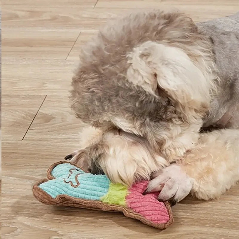 Squeaky Plush Bone Chew Toy for Small & Medium Dogs Squeaky Dog Toy Axl