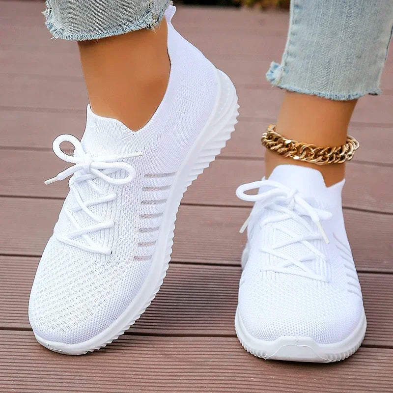 Women's White Breathable Slip-On Sneakers | Mesh Sport Shoes Women's Sneakers Axl White 36
