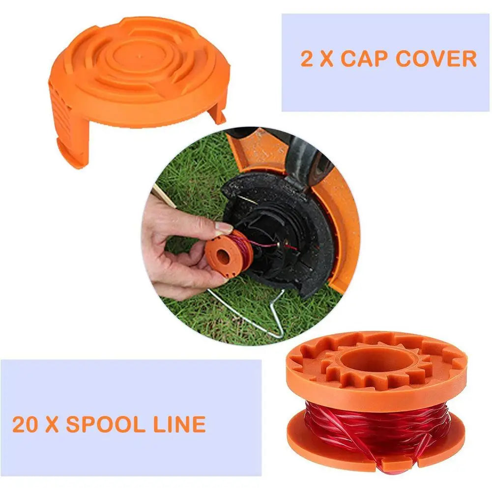 WORX WA0010 Replacement Trimmer Line Spool Set – 20 Pack Trimmer Spool Set Axl