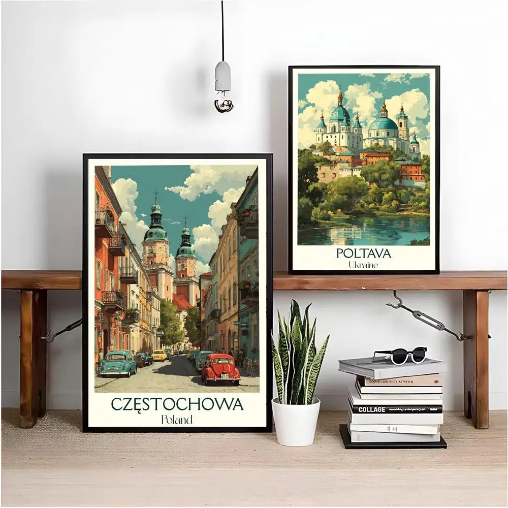 Vintage Poland City Minimalist Wall Art Poster Sticker Wall Art Poster Axl