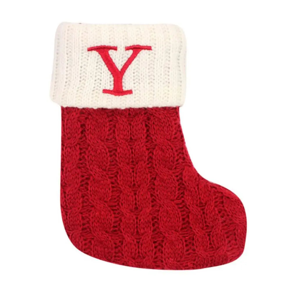 Knitted Christmas Stocking – Alphabet Letter Xmas Décor Gift Christmas Stocking Axl Y