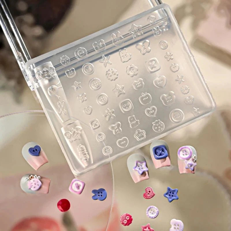 3D Button Nail Art Silicone Mold – DIY Resin Charm Tool Nail Art Mold Axl