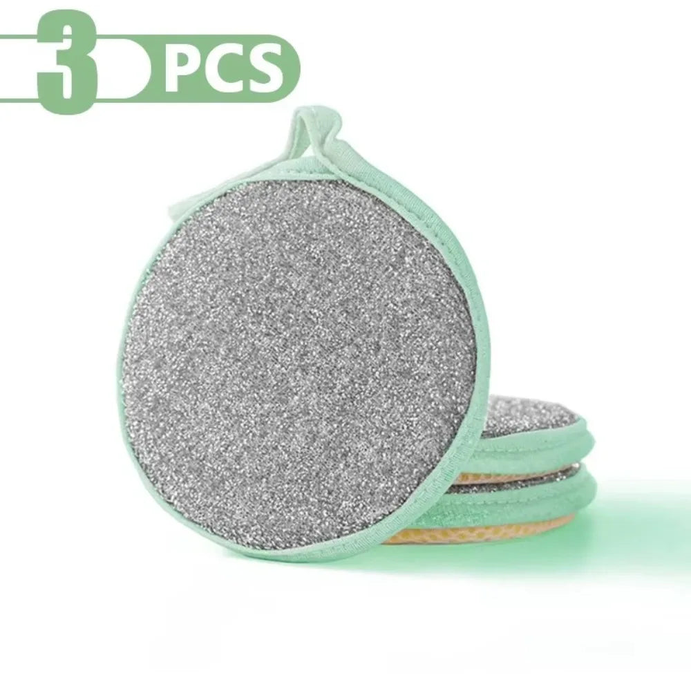 Double-Sided Dishwashing Sponge Scouring Pads | 3/5/10 Pack Kitchen Sponge Pad Axl green 3pcs