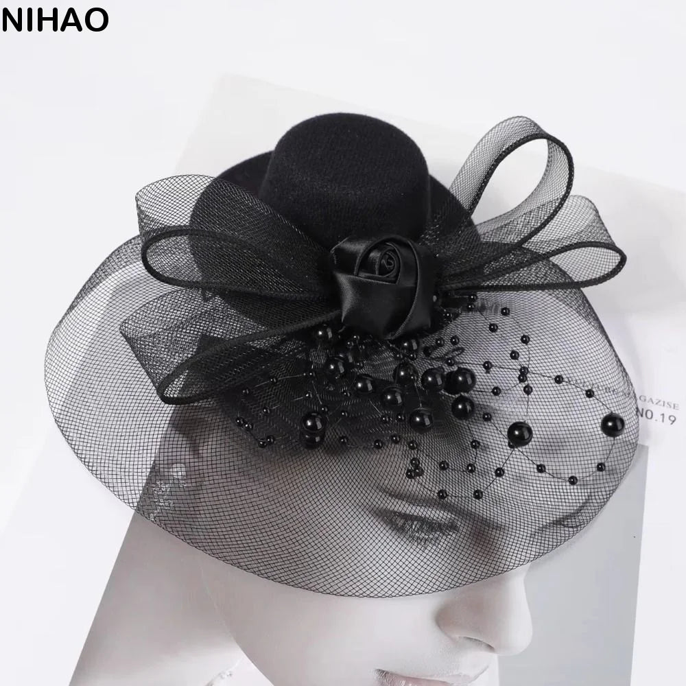 Vintage Fascinator Hat – Pearl Mesh Hair Clip Headpiece Fascinator Hair Clip Axl