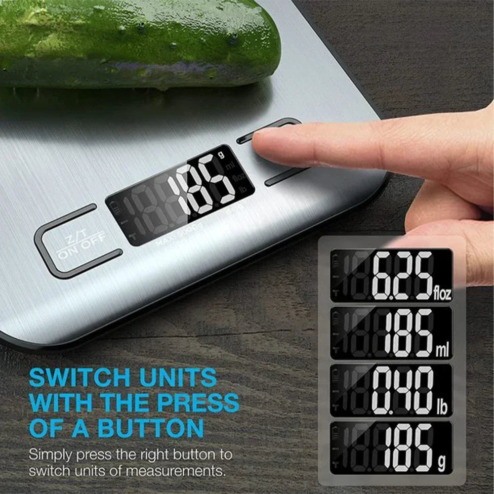 Digital Kitchen Scale 5kg – LCD Food Scale in Stainless Steel Digital Kitchen Scale Axl