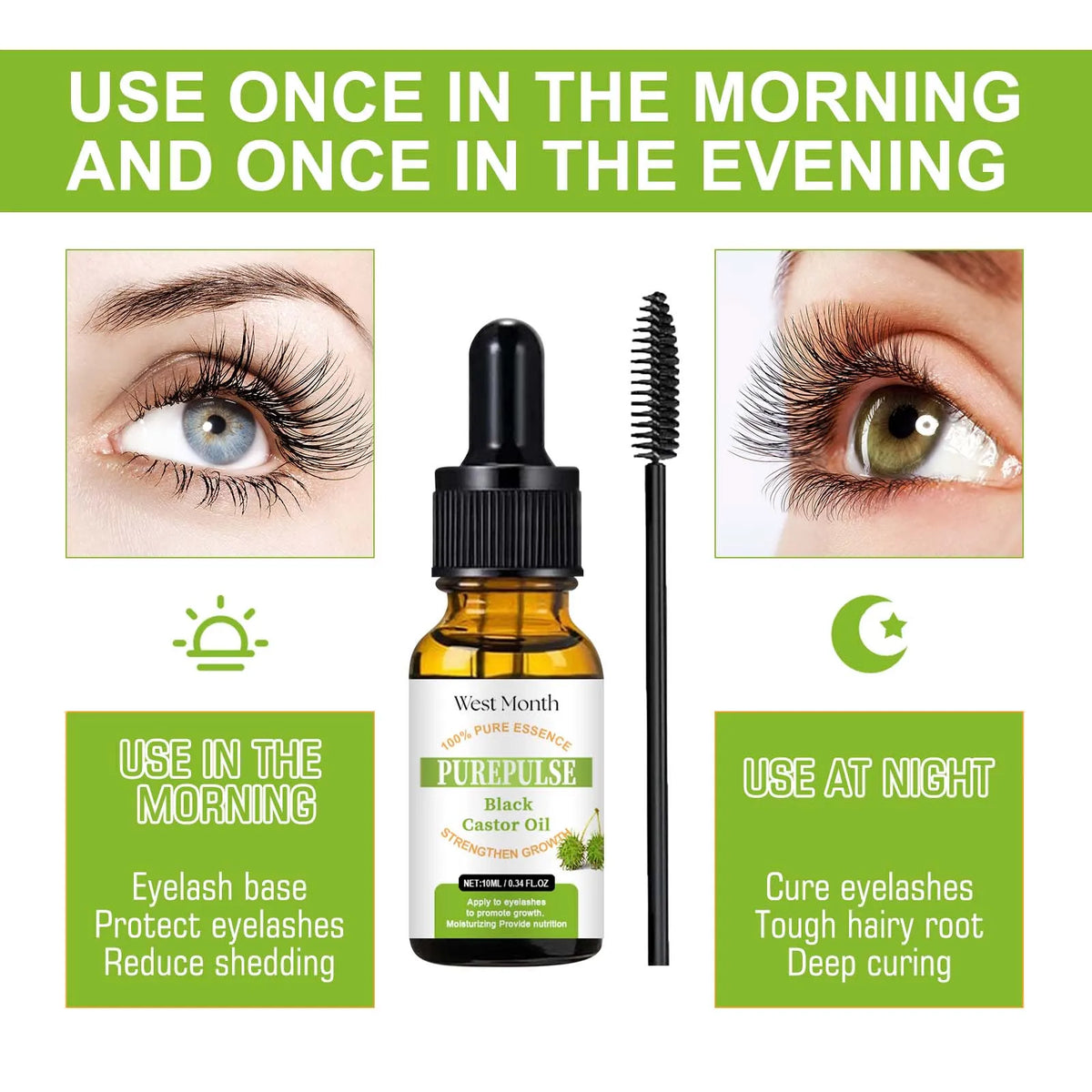 Black Castor Oil Lash & Brow Serum – Thickening Growth Oil 10ml Lash & Brow Serum Axl