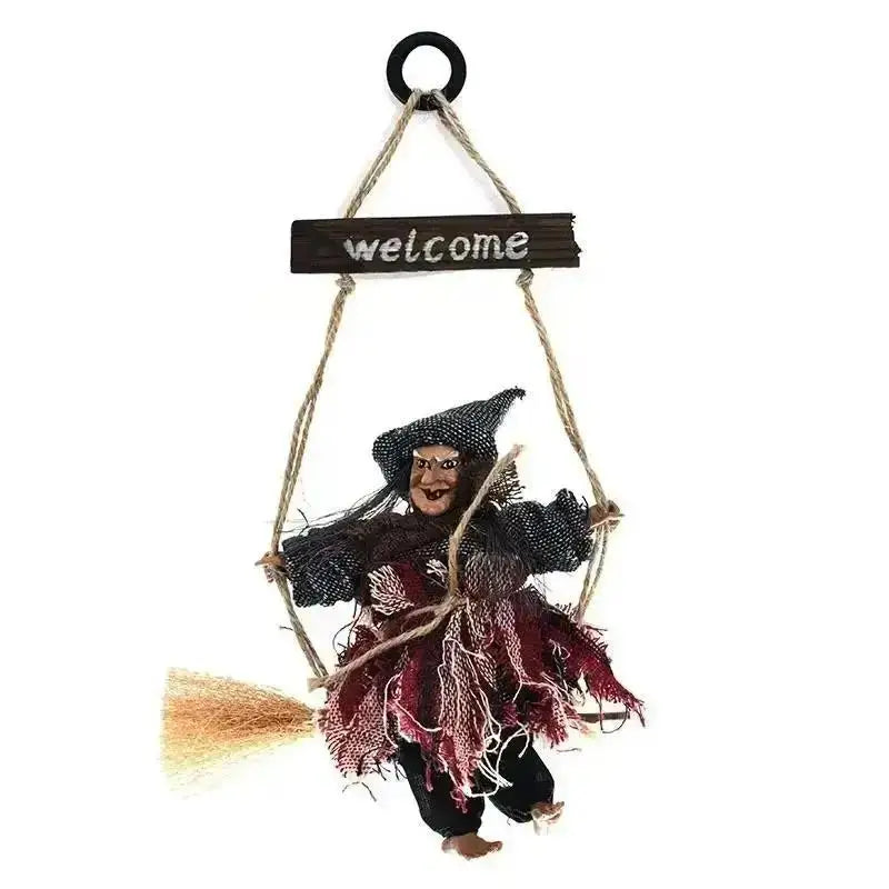 Halloween Hanging Witch Doll Ornament | Scary Party Decor Halloween Hanging Decor Axl Grey