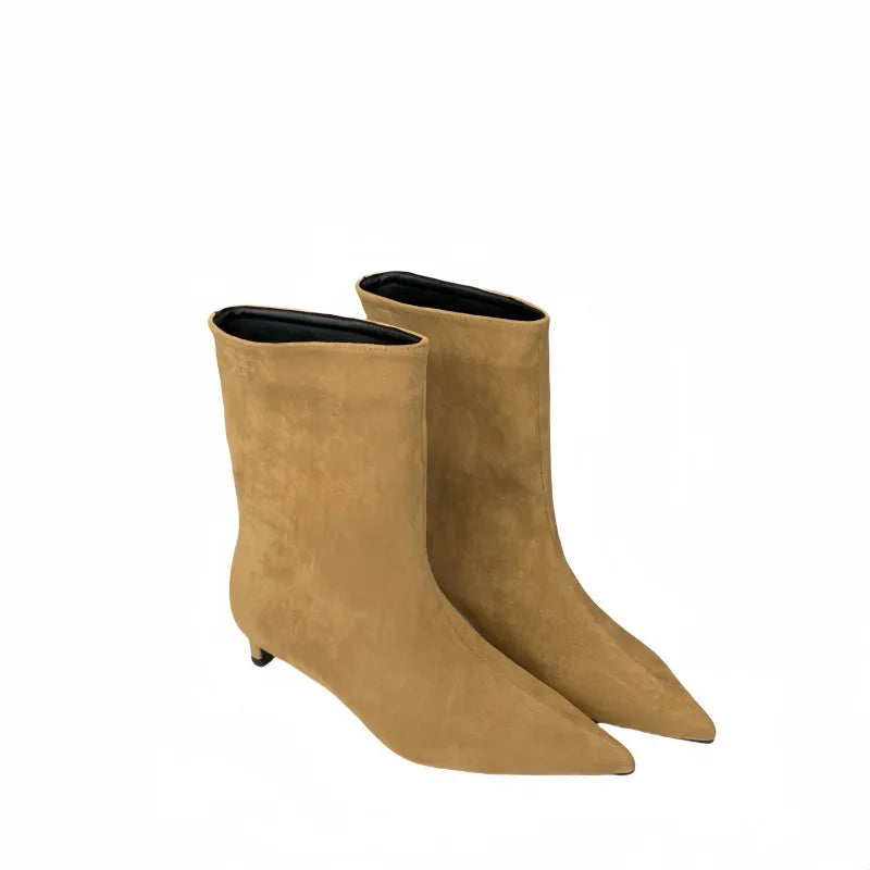 Women's Pointed Toe Stiletto Ankle Boots | Slip-On Suede Heels Stiletto Ankle Boots Axl