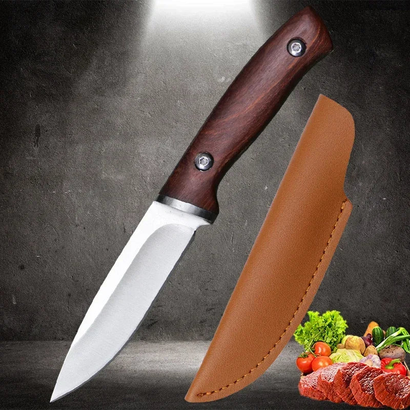 EDC Mini Fixed Blade Knife – Stainless Steel & Wood Handle Fixed Blade Knife Axl