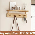 Wall Mounted Bamboo Coat Rack with Shelf & 8 Hooks Wall Coat Rack Axl Log Color-4 Hooks