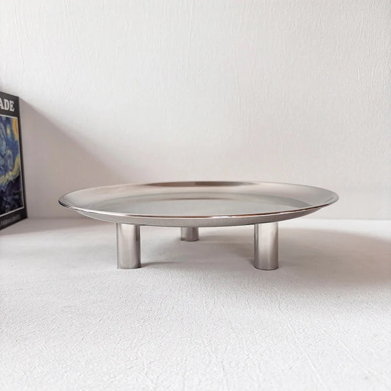 Stainless Steel Round Storage Tray | Modern Minimalist Organizer Storage Tray Axl Medium