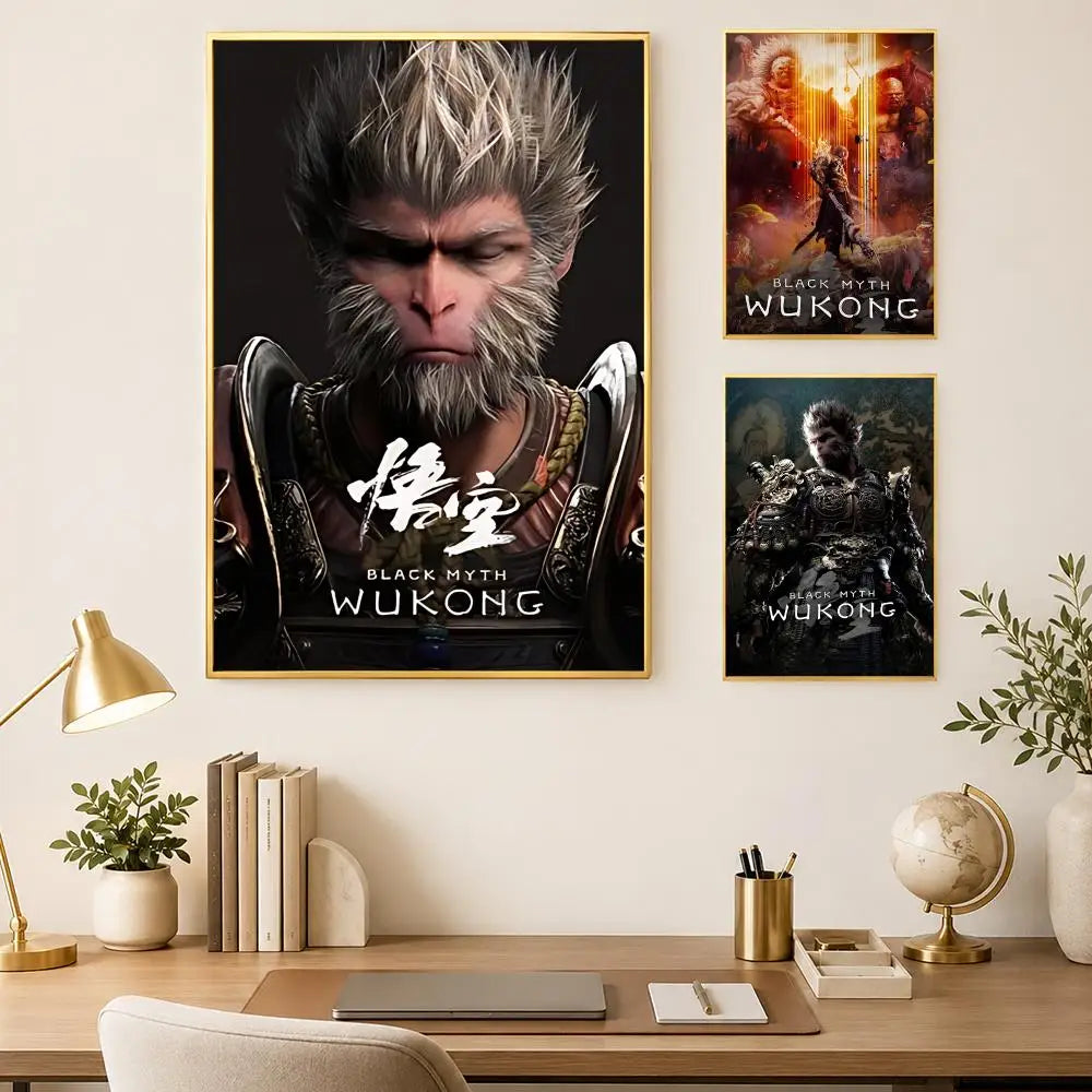 Black Myth Wukong Wall Poster – Self-Stick HD Waterproof Art Wall Art Poster Axl