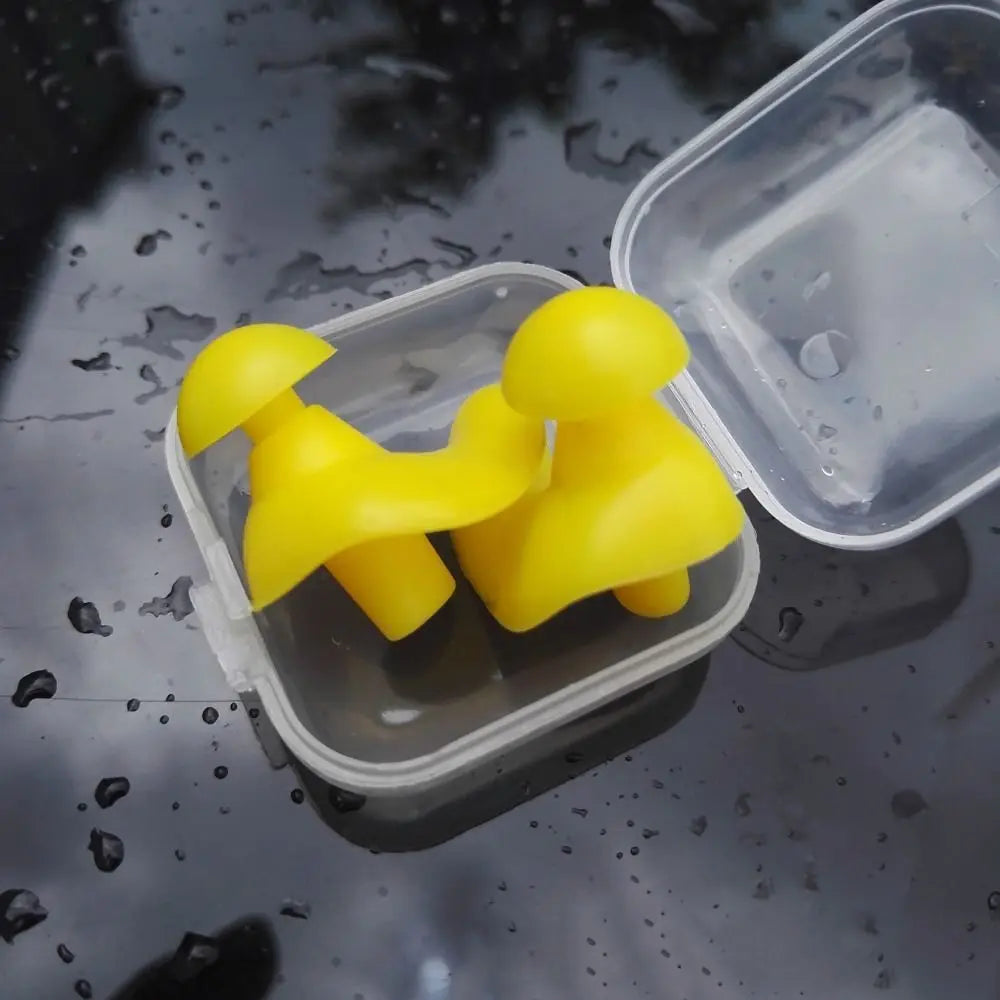 Silicone Swimming Earplugs – Waterproof Ear Plugs with Storage Box Swimming Earplugs Axl yellow-with case