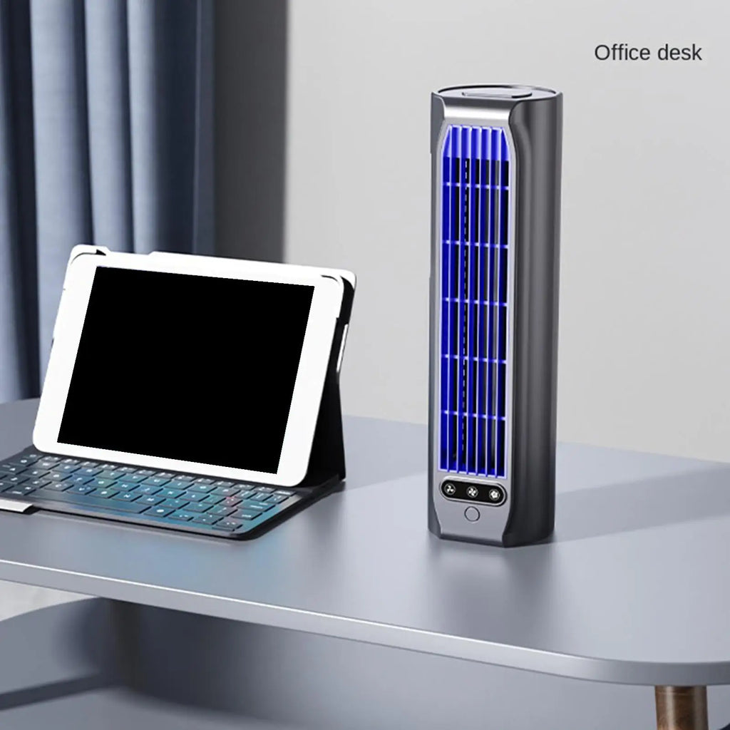 Tabletop Desktop Tower Fan with Phone Stand – 3-Speed Cordless Desktop Tower Fan Axl