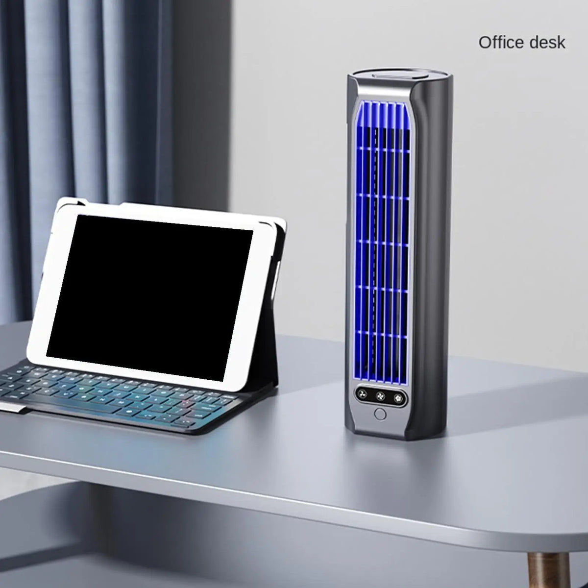 Tabletop Desktop Tower Fan with Phone Stand – 3-Speed Cordless Desktop Tower Fan Axl