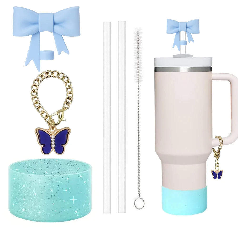 6-Piece Stanley Cup Accessories Set – Straw Covers & Charm Tumbler Accessories Set Axl Blue