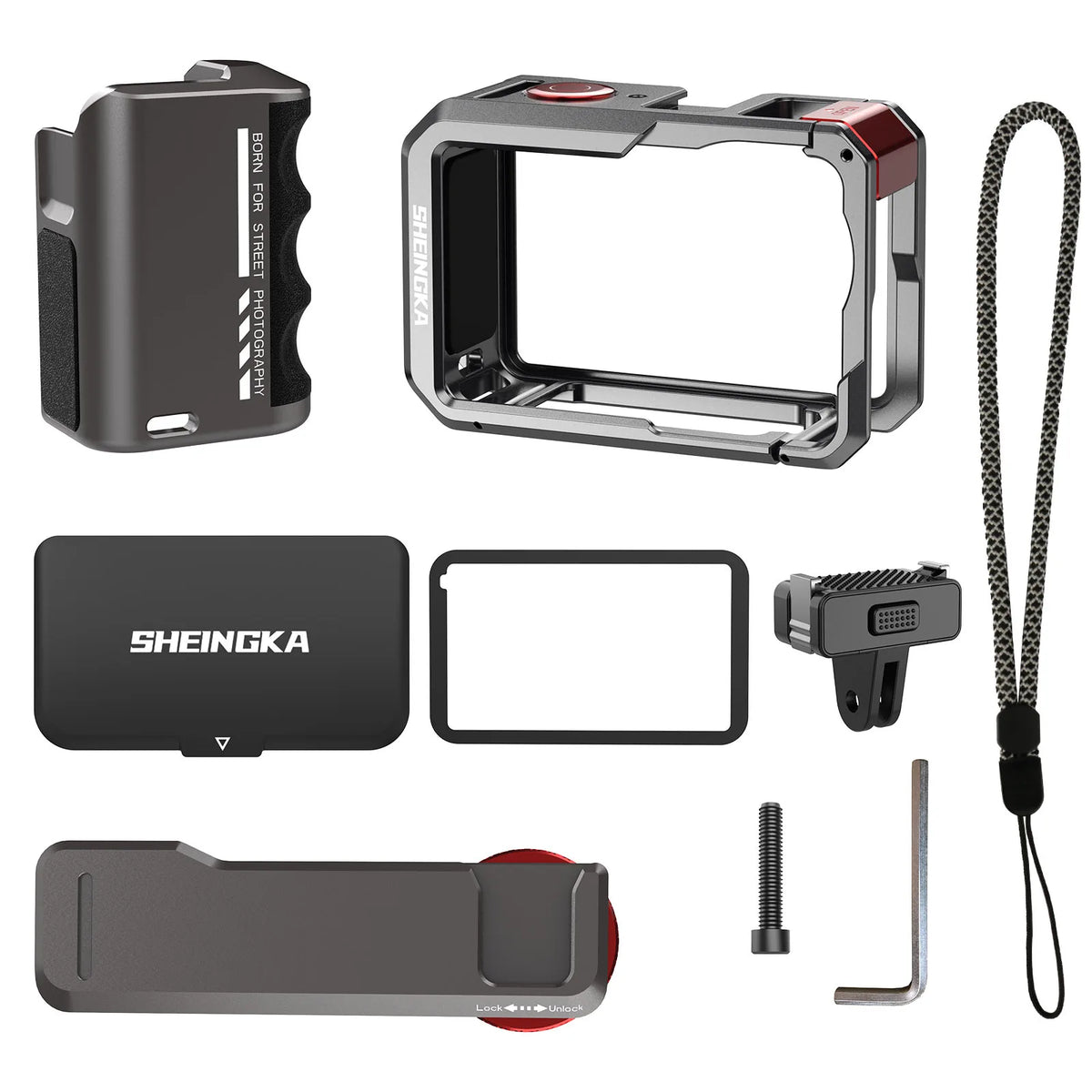 Street Grip Vlog Handle for DJI Osmo Action 6 – Rabbit Cage Kit Camera Grip Cage Kit Axl