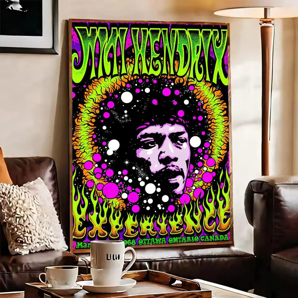 Jimi Hendrix Vintage Canvas Wall Art – Unframed Music Poster Canvas Wall Art Axl
