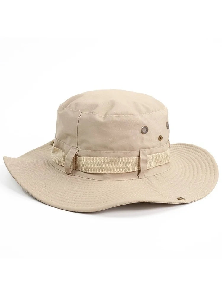 Wide Brim Cotton Fishing Hat – Bucket & Cowboy Cap + Strap Wide Brim Hat Axl Beige-1pcs One Size